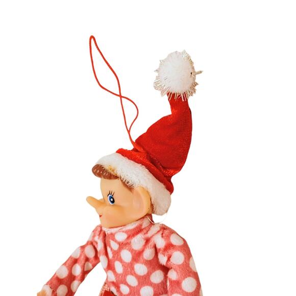 VNTG Christmas PIXIE ELF Tree Ornament Long Nose Rubber Smile Happy Knome Elves - Picture 4 of 11